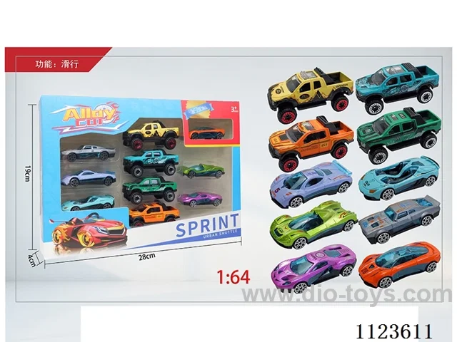 1:64 sliding alloy car 10PCS