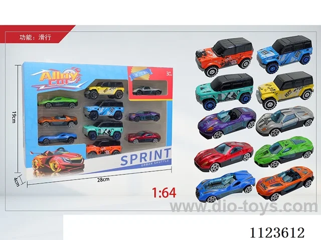 1:64 sliding alloy car 10PCS