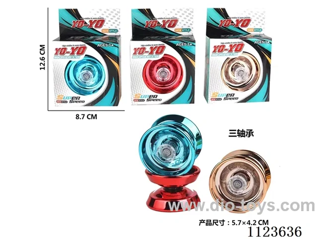Three bearing alloy electroplated yo-yo ball (gold, blue, red 3 mixed)
