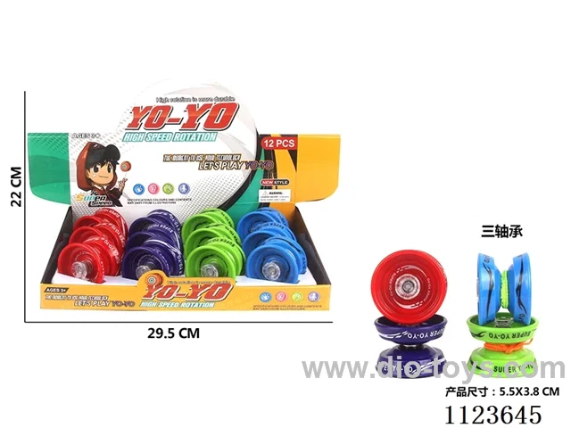 Three bearing plastic solid color yo-yo (green, blue, red. Purple 4 mixed)12PCS