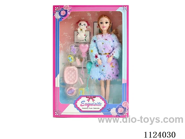 11 "28 cm 11 joint Barbie doll + puppy + Blister accessories (multiple mixed)