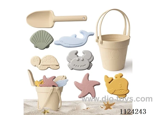 Silicone beach toy set 6 colors OPP+ net bag