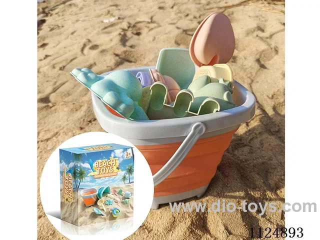 Beach Toy Orange Set (11-piece set) 1 folding bucket +10 parts