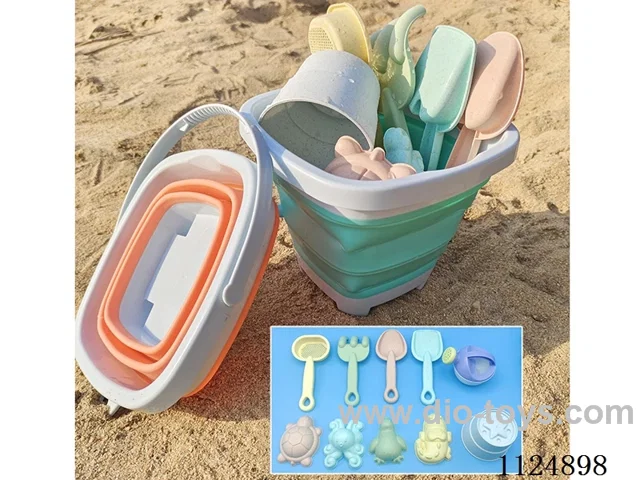 Beach Toy Set (12-piece set) 2 folding buckets +10 parts