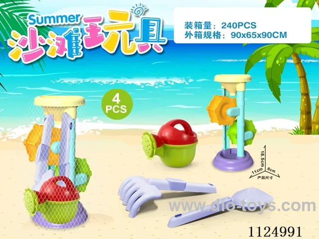Hourglass with beach tools (4PCS)