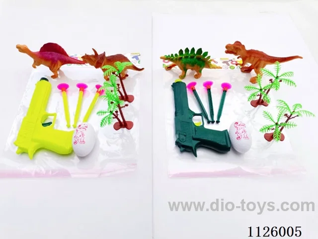 Softball guns with dinosaurs