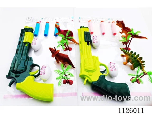 Softball guns with dinosaurs