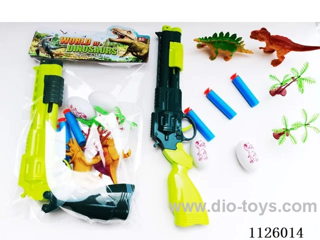 Softball guns with dinosaurs