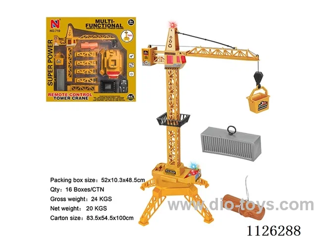 Multi-function rc tower crane /680 degree placement/bright light/load blue can be extended up and down/can control take-up and pay-off