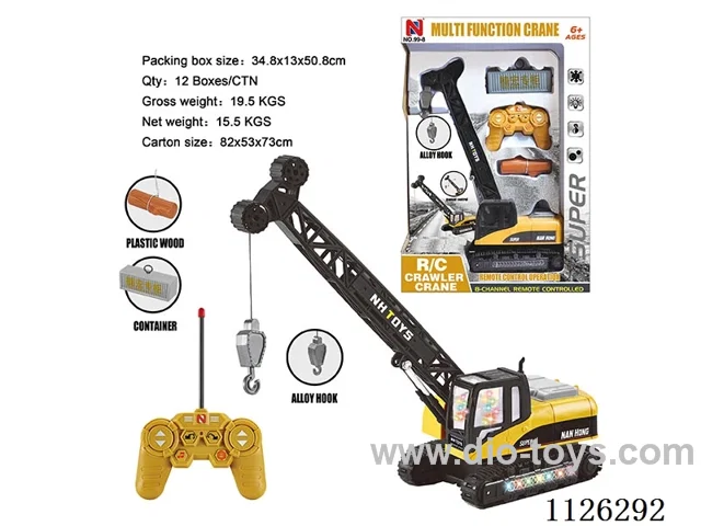 (GCC) Alloy version of the hook / 8-ch rc crawler crane/one-button start/forward/backward/left/right turn/music/colorful lights/can control the hook line/line lifting arm can manually control the rise and fall /350° rotation (manual)