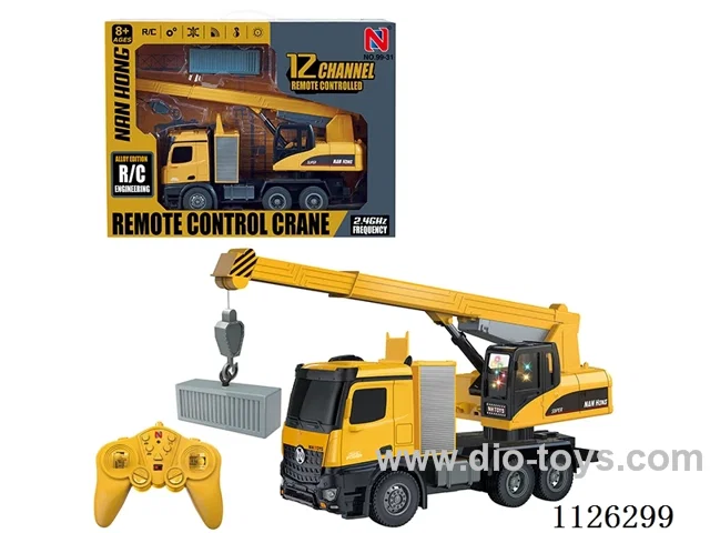 (GCC) 12-ch 2.4G frequency rc crane/Alloy version hook/forward/backward/left/right turn/Light/music sound effect/automatic demonstration/crane turntable 680 degrees/boom can rise/fall, vacuum rubber tire driving