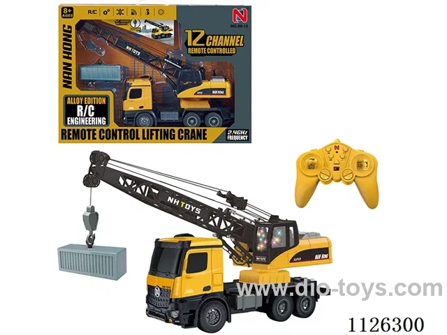 (GCC) 12-ch 2.4G frequency rc crane/upgraded alloy hook/automatic demonstration/forward/backward/left/right turn/Light/music/crane turntable rotation 680 degrees lifting/descending (while controlling line taking/releasing)