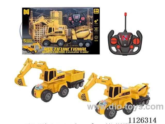5-ch rc multi-function towing truck/forward/backward/left/right turn/light/manual manipulator action/manual flip towing