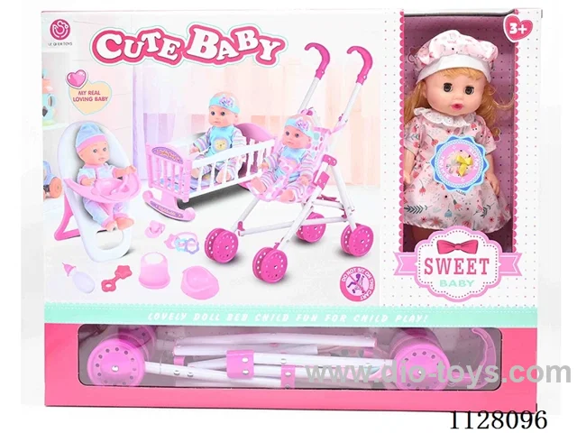 12-inch eco-friendly doll/plastic cart/chair/bed/accessories / 6-sound IC/ water urination function/pack 3*AG13 batteries