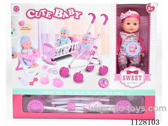 12-inch eco-friendly doll/plastic cart/chair/bed/accessories / 6-sound IC/ package 3*AG13 battery