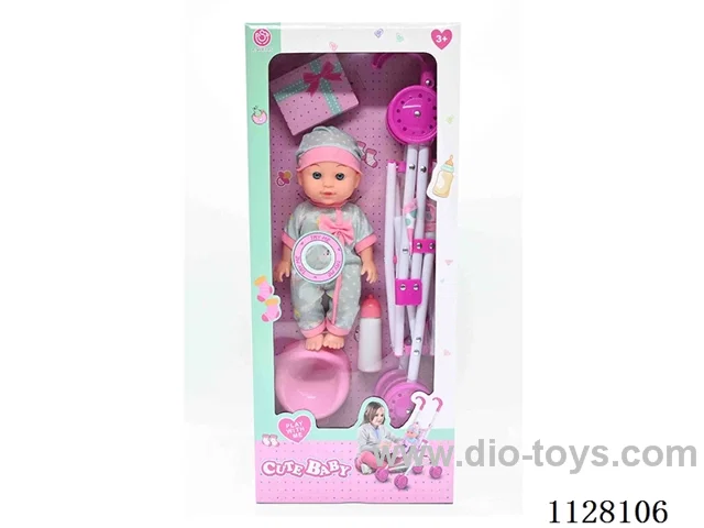 12-inch doll/Plastic cart/Accessories / 6-sound IC/ bag 3*AG13 battery (Environmentally friendly)