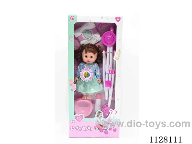 12-inch doll/plastic cart/accessories / 6-sound IC/ water urination function/Pack 3*AG13 battery (Environmentally friendly)