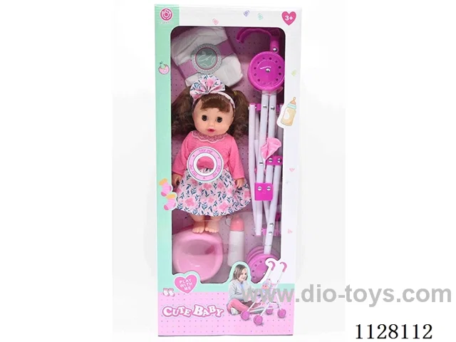 12-inch doll/plastic cart/accessories / 6-sound IC/ water urination function/Pack 3*AG13 battery (Environmentally friendly)