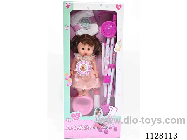 12-inch doll/plastic cart/accessories / 6-sound IC/ water urination function/Pack 3*AG13 battery (Environmentally friendly)