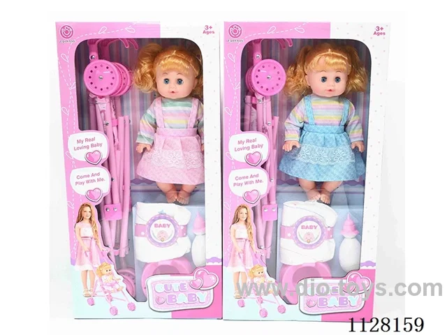 14-inch doll/plastic cart/accessories / 6-sound IC/ water urination function/Bag 3*AG13 battery 2 mixed