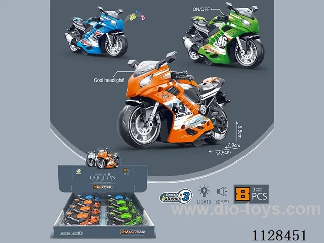 Flashing inertia car model Iron motorbike (8pcs) package electricity