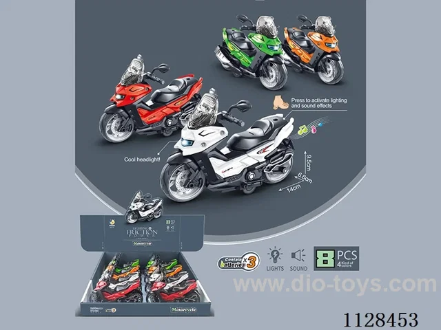 Flashing inertia car model exquisite small motorbike (8pcs) package electricity