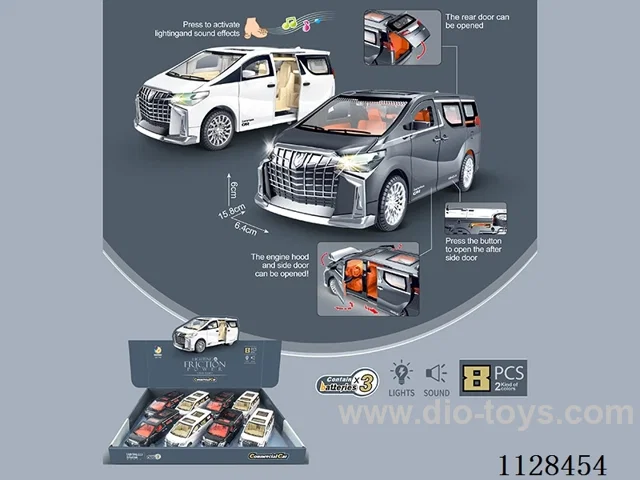 Flashing inertia car model luxury business car (8pcs) package electricity