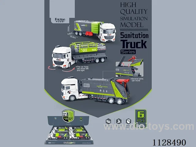 Simulation model sanitation truck series (6pcs)