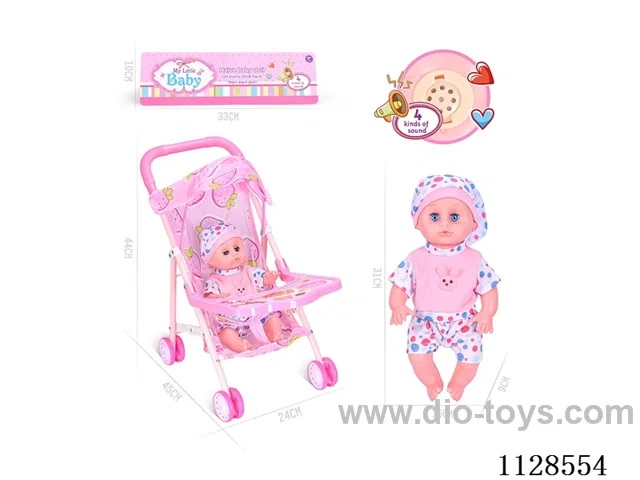 31CM/14 inch boy doll with iron pushchair with IC (package AG13*3pcs)