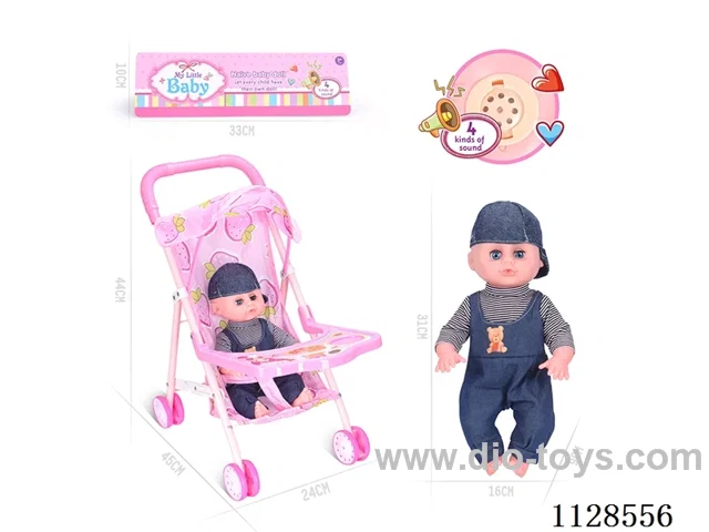 31CM/14 inch boy doll with iron pushchair with IC (package AG13*3pcs)