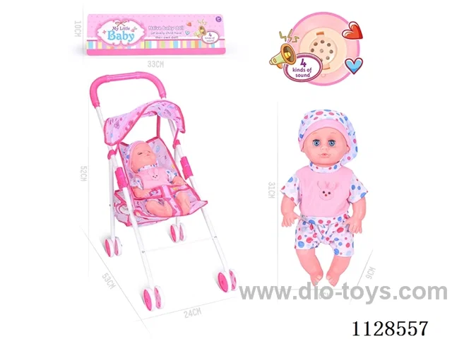 31CM/14 inch boy doll with iron pushchair with IC (package AG13*3pcs)