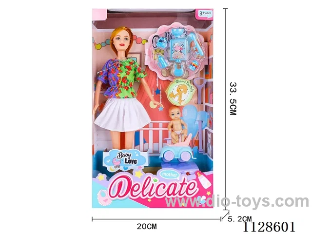 11.5″ Fashion Barbie with Baby Caregiver Theme Set