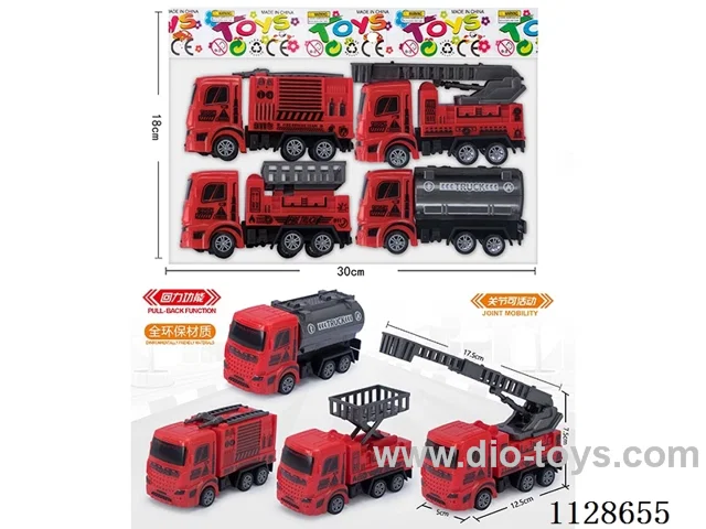 4 models pull back simulation fire engine (appearance of all environmentally friendly material, each joint can be movable)