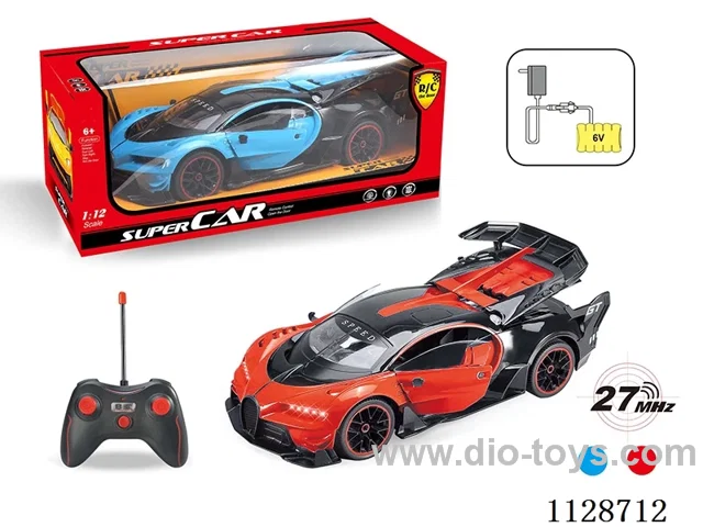 1:12 Bugatti covered remote control car open three doors (with horn remote control with 2 AA not pack, 6V700mA rechargeable battery pack, charger 2 feet round)