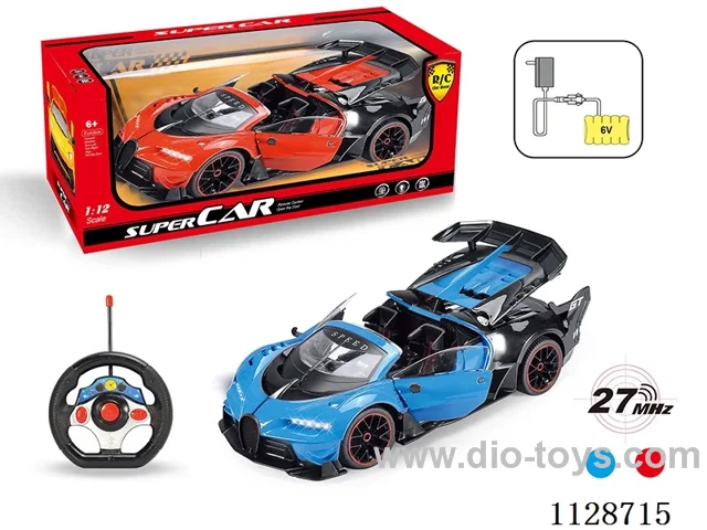 1:12 Bugatti Cabriolet open three doors (with small steering wheel remote control with 2 AA not included, 6V700mA rechargeable battery pack, charger 2 feet round)