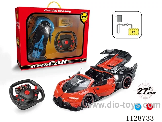 1:12 Bugatti convertible remote control car open three doors (with steering wheel remote control with 2 AA not included, 6V700mA rechargeable battery pack, charger 2 feet round)