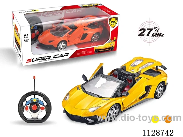 1:18 Lamborghini Convertible R/C car with three doors (with small steering wheel remote control). without charging