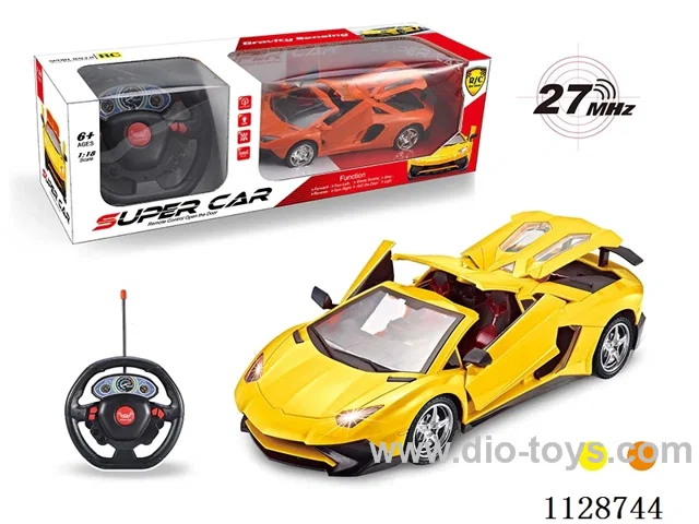 1:18 Lamborghini R/C car with roof opening four doors (with big steering wheel remote control). without charging