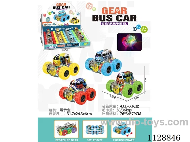 friction stunt gear car with light
