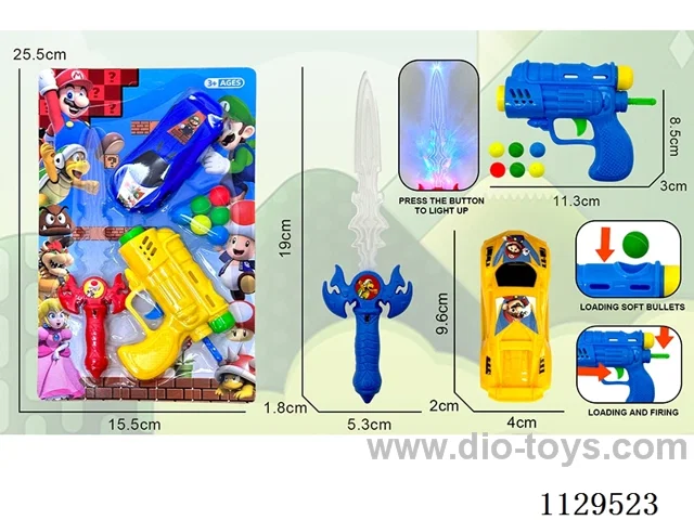 Mario Flash Sword + Pong Gun + Car