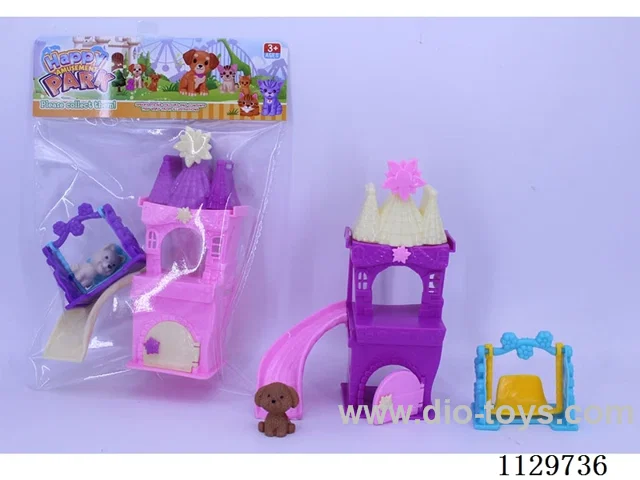 Puppy Swing Slide Castle Set (4 Puppies Mixed)