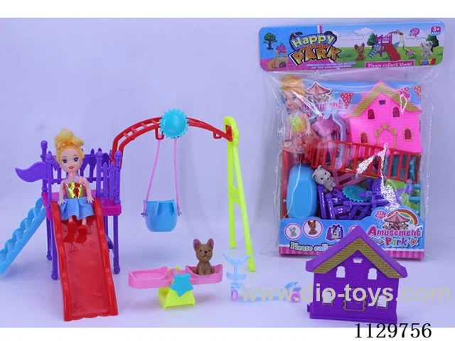 3 inch doll paradise cabin skateboard set + puppy