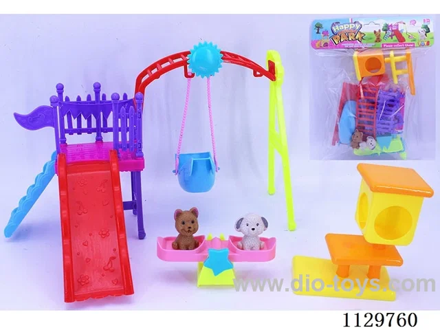 2 Puppy Dog House Ferris Wheel Swing Slide Set