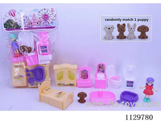 Little Girl Bedroom Bathroom Pretend Play Set (2 Girls Mixed)