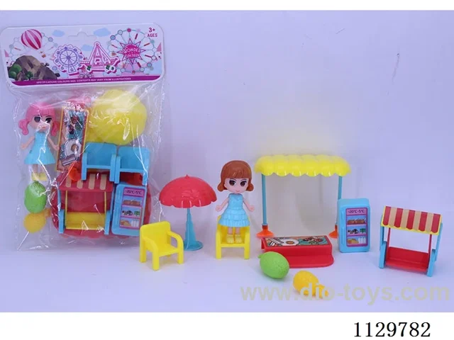 Girls Food Stall Scene Set + 2 Vegetables and Fruits