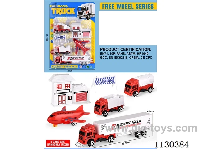 Glide set fire engine 3 cars + 1 aircraft + 1 barricade + 1 house