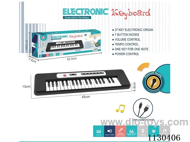 37 Keys Multifunctional Electronic Piano (Black) with Microphone, TYPEC Connection Cable