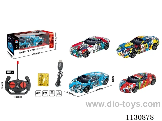 1:24 Four-way remote control graffiti RC car pack 3*1.2V rechargeable battery 4 mixes