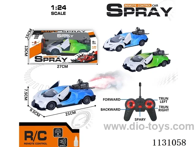 1:24 27MHZ rc car with light/spray not included battery(2 models in 2 colours each)