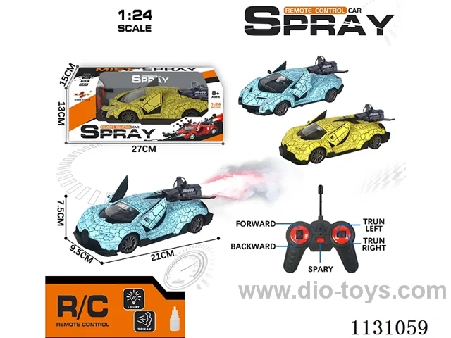 1:24 27MHZ rc car with light/spray not included battery(2 models in 2 colours each)
